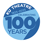 "Logo. Text reads KU Theatre, 1923-2023, Celebrating 100 Years"